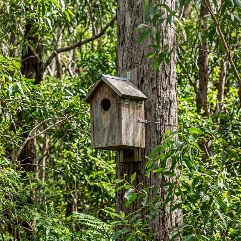Animal nesting box installed as a humane alternative to a Wesburn roof cavity